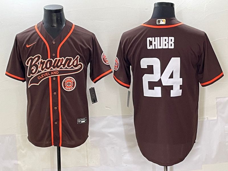 Men 2025 Cleveland Browns 24 Chubb Brown Joint Name Nike Limited NFL Jersey style 6